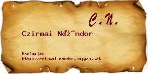 Czirmai Nándor névjegykártya